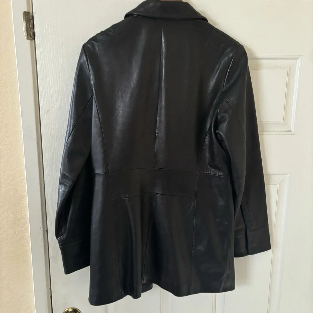 Vintage‎ Y2K Banana Republic Leather Jacket Men SZ Medium Racer Biker Moto Black